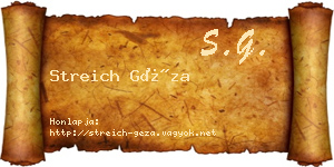 Streich Géza névjegykártya